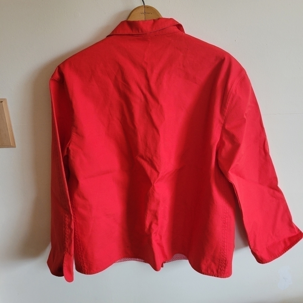 Talbots Jacket Outerwear Red Thick Cotton Contrast Cuff M Medium - Picture 10 of 11